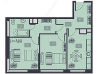 Планировка 2-комнатной квартиры, 54 м2