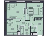 Планировка 2-комнатной квартиры, 48,8 м2