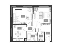 Планировка 2-комнатной квартиры, 57,4 м2