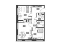 Планировка 3-комнатной квартиры, 57,1 м2