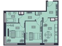 Планировка 2-комнатной квартиры, 61,1 м2