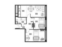 Планировка 3-комнатной квартиры, 56,9 м2