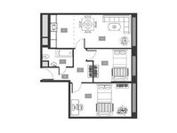 Планировка 3-комнатной квартиры, 61,5 м2