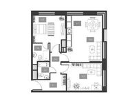 Планировка 3-комнатной квартиры, 58,7 м2
