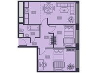Планировка 3-комнатной квартиры, 55,7 м2