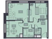 Планировка 2-комнатной квартиры, 50,8 м2