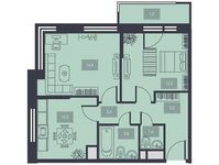 Планировка 2-комнатной квартиры, 52 м2