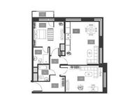 Планировка 3-комнатной квартиры, 61,4 м2
