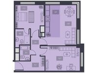 Планировка 3-комнатной квартиры, 58,6 м2