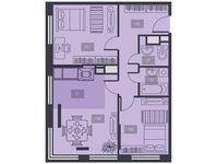 Планировка 3-комнатной квартиры, 63 м2