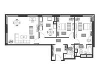 Планировка 3-комнатной квартиры, 79,4 м2