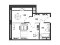 Планировка 1-комнатной квартиры, 34,4 м2