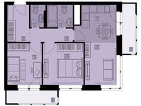 Планировка 3-комнатной квартиры, 54,3 м2