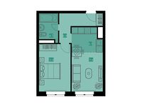 Планировка 2-комнатной квартиры, 42,9 м2