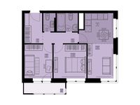 Планировка 3-комнатной квартиры, 53,1 м2