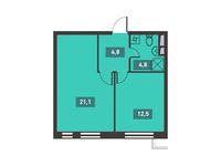 Планировка 1-комнатной квартиры, 43,2 м2