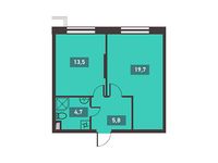 Планировка 1-комнатной квартиры, 43,7 м2