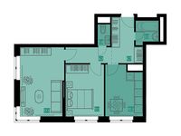 Планировка 2-комнатной квартиры, 54 м2