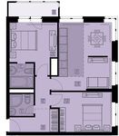 Планировка 3-комнатной квартиры, 57 м2
