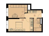 Планировка 1-комнатной квартиры, 37,3 м2