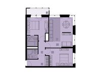 Планировка 3-комнатной квартиры, 59,8 м2