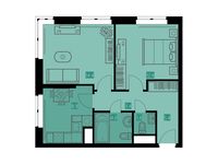 Планировка 2-комнатной квартиры, 50,3 м2