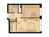 Планировка 1-комнатной квартиры, 37,8 м2