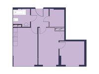 Планировка 1-комнатной квартиры, 52 м2