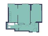 Планировка 1-комнатной квартиры, 58 м2