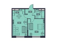 Планировка 2-комнатной квартиры, 42,5 м2