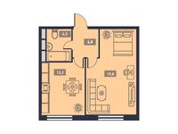 Планировка 1-комнатной квартиры, 41,1 м2