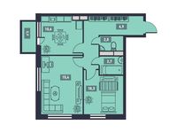 Планировка 2-комнатной квартиры, 48,8 м2