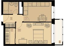 Планировка 1-комнатной квартиры, 38,8 м2