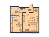 Планировка 1-комнатной квартиры, 42,2 м2