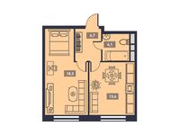 Планировка 1-комнатной квартиры, 40,7 м2