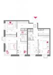 Планировка 4-комнатной квартиры, 96,26 м2