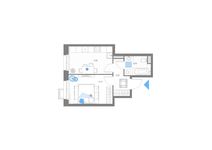 Планировка 1-комнатной квартиры, 33,51 м2