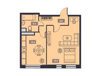 Планировка 1-комнатной квартиры, 43,3 м2