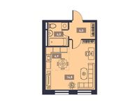 Планировка 1-комнатной квартиры, 28,3 м2