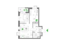 Планировка 3-комнатной квартиры, 52,93 м2