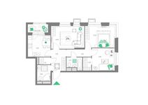 Планировка 3-комнатной квартиры, 69,27 м2