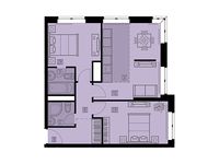 Планировка 3-комнатной квартиры, 58,6 м2