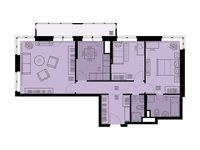 Планировка 3-комнатной квартиры, 81,1 м2