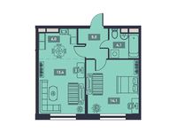 Планировка 2-комнатной квартиры, 42,6 м2