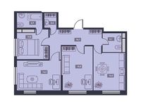 Планировка 3-комнатной квартиры, 76,5 м2