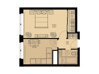 Планировка 1-комнатной квартиры, 34,8 м2