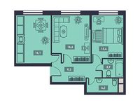 Планировка 2-комнатной квартиры, 65,8 м2