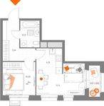 Планировка 2-комнатной квартиры, 41,4 м2