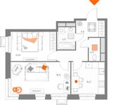 Планировка 2-комнатной квартиры, 56,3 м2