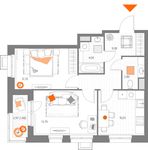 Планировка 2-комнатной квартиры, 53,66 м2